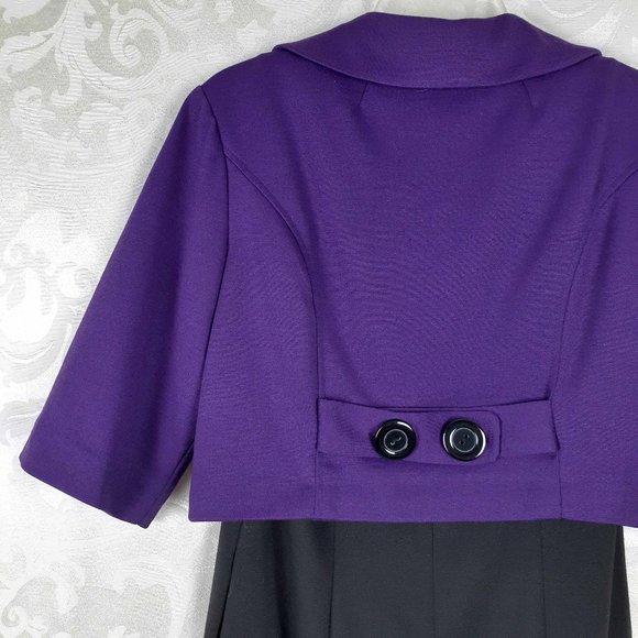 Robbie Bee Dress with Blazer Suit Set, Size 10. Black Purple. 50s Pin Up Retro - Picture 7 of 16